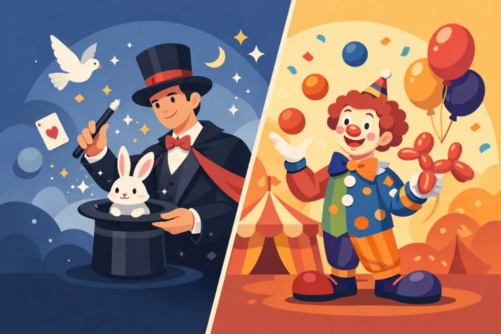 Magos o payasos infantiles: qué elegir